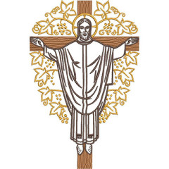 Embroidery Design Jesus ​​crucified With Wheat And Gra..