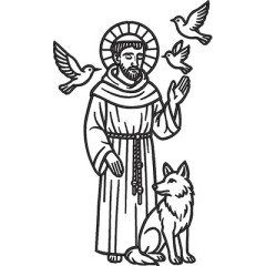 Embroidery Design Saint Francis Of Assisi 23 Cm Outlin..