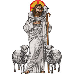 Diseño Para Bordado Jesús El Buen Pastor 30 Cm Completo