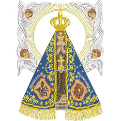 Diseño Para Bordado Nuestra Señora De Aparecida Con Ángeles 1
