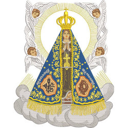 Diseño Para Bordado Nuestra Señora De Aparecida Con Ángeles 2