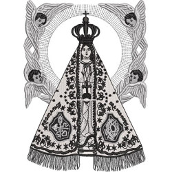 Diseño Para Bordado Nuestra Señora De Aparecida Con Ángeles Monocromático 2