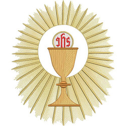 Diseño Para Bordado Cáliz Con Hostia Consagrada, 22 Cm