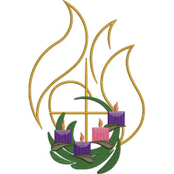 Diseño Para Bordado Cruz Y Llamas Con Velas De Adviento