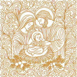 Embroidery Design Holy Family Outlined 14 Cm