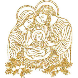 Embroidery Design Holy Family Outlined 10 Cm