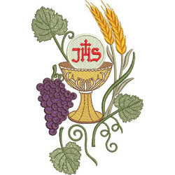 Embroidery Design Chalice With Wheat And Grapes, 17 Cm