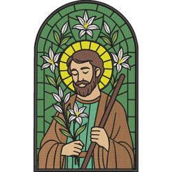 Diseño Para Bordado Vidriera De San José, 26 Cm.