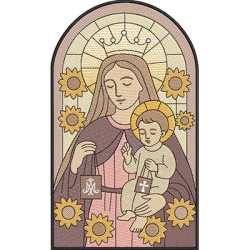 Diseño Para Bordado Vidriera De Nuestra Señora Del Carmen Rippled 26 Cm