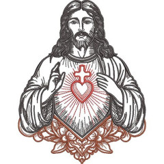 Embroidery Design Jesus Sacred Heart Outlined 1..