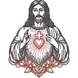 Diseño Para Bordado Sagrado Corazón De Jesús Delineado 1