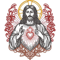 Diseño Para Bordado Sagrado Corazón De Jesús Delineado 3
