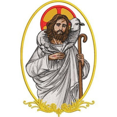 Embroidery Design Good Shepherd Jesus Medal 21 Cm..