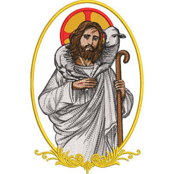 Embroidery Design Good Shepherd Jesus Medal 21 Cm