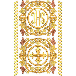 Embroidery Design Decoration With Cross And Jhs For Continuous Joint
