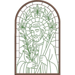 Matriz De Bordado São José Contornado No Vitral De 16,5 Cm