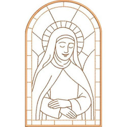 Matriz De Bordado Santa Terezinha Contornada No Vitral De 16,5 Cm
