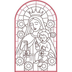 Matriz De Bordado Nossa Senhora Do Carmo Contornada Vitral De 16,5 Cm