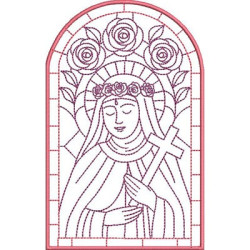 Matriz De Bordado Santa Rita De Cássia Contornada No Vitral De 16,5 Cm