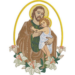 Matriz De Bordado Medalha De São José Com Lírios 18x13 Cm