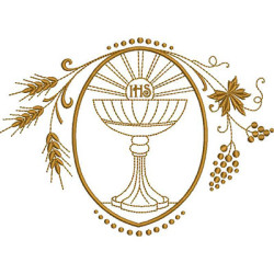 Embroidery Design Wheat And Grapes With Contoured Chalice 18x13 Cm