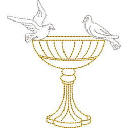 Embroidery Design Chalice With Doves Surrounding The Chalice, 10 Cm