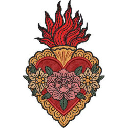 Matriz De Bordado Imaculado Coração Estilizado