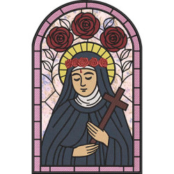 Embroidery Design Stained Glass Window With Appliqué Saint Rita Of Cascia