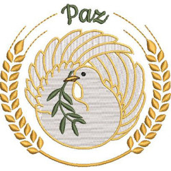 Matriz De Bordado Moldura De Trigos Com Pomba Da Paz