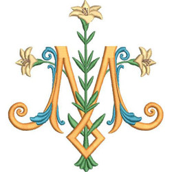 Matriz De Bordado Mariano Com Lírios