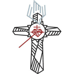 Matriz De Bordado Cruz Sagrado Coração De Jesus Estilizado