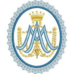 Matriz De Bordado Medalha Mariana 12,5 Cm