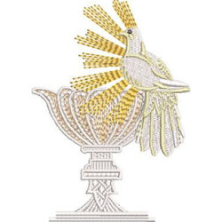Embroidery Design Baptismal Font With Dove At Baptism