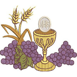 Diseño Para Bordado Eucaristía: Trigo, Uvas Y Hostia