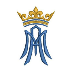 Matriz De Bordado Monograma Mariano Com Coroa 9 Cm
