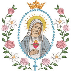 Embroidery Design Immaculate In A Frame Of Roses And L..