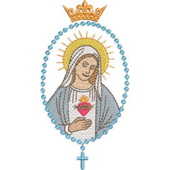 Embroidery Design Rosary With Mary Immaculate 13 Cm..
