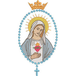 Embroidery Design Rosary With Mary Immaculate 13 Cm