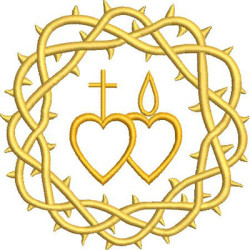 Embroidery Design Crown Of Thorns With Sacred And Immaculate Heart