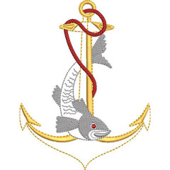 Embroidery Design Anchor And Fish 15 Cm..