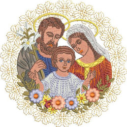 Embroidery Design Holy Family Medal 13 Cm
