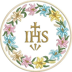 Matriz De Bordado Guirlanda De Lírios Ihs Com Contorno