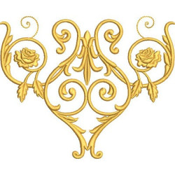 Embroidery Design Golden Arabesques With Roses