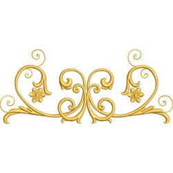 Embroidery Design Golden Arabesques With Flowers