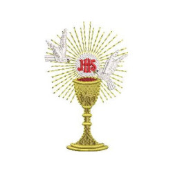 Embroidery Design Chalice With Jhs And Doves, 8 Cm