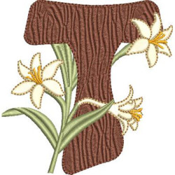 Embroidery Design Tau Cross With Lilies 10 Cm