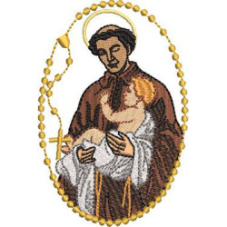 Embroidery Design Saint Benedict In A Rosary Frame 10 Cm