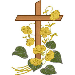 Matriz De Bordado Cruz Com Flores 14 Cm