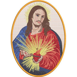 Embroidery Design Sacred Heart Of Jesus Medal 13x18 Cm