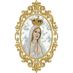 Embroidery Design Our Lady Of Fatima Medal With Applied Background